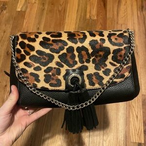 Kate Spade Ocelot/leopard Calf Hair Evening Clutch Tassel Purse